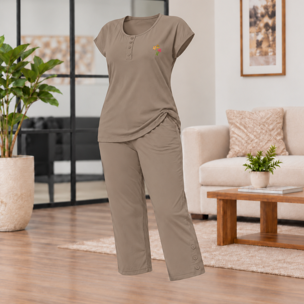 ست راحتی تاپ شلوارک - نسکافه ای